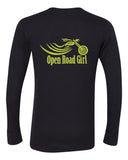 CHOOSE your LOGO color!  GLITTER Open Road Girl BLACK Thermal Long Sleeve Tee