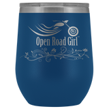 OPEN ROAD GIRL (12oz) WINE TUMBLER, 12 COLORS