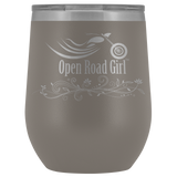 OPEN ROAD GIRL (12oz) WINE TUMBLER, 12 COLORS