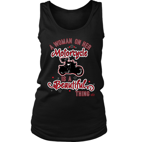 RED A Woman on her Motorcycle is a Beautiful Thing Wide Back Tank Top