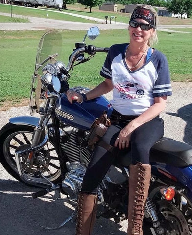 open road girl patriot shirt for lady biker