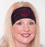 Pink Tie-back Stretchy Rhinestone Bandana Sunburst Design, 3 Colors