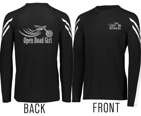**LIMITED TIME OFFER**  MEN'S STYLE Silver Strip Open Road Girl Polyester wicking long sleeve tees, 2 COLORS