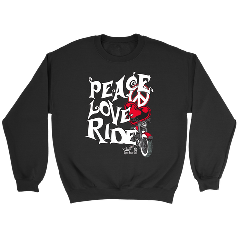 RED Peace Love Ride Unisex Crewneck Sweatshirt