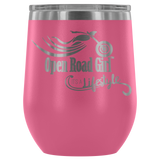 IT'S A LIFESTYLE OPEN ROAD GIRL WINE TUMBLER 12 OZ, 10 COLORS