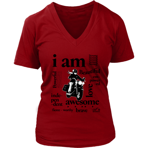 I AM...Inspiration Women's Open Road Girl V-Neck Shirt, 5 COLORS