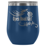 IT'S A LIFESTYLE OPEN ROAD GIRL WINE TUMBLER 12 OZ, 10 COLORS