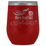 OPEN ROAD GIRL (12oz) WINE TUMBLER, 12 COLORS