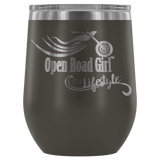 IT'S A LIFESTYLE OPEN ROAD GIRL WINE TUMBLER 12 OZ, 10 COLORS