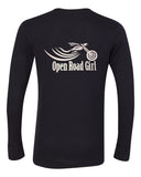 CHOOSE your LOGO color!  GLITTER Open Road Girl BLACK Thermal Long Sleeve Tee