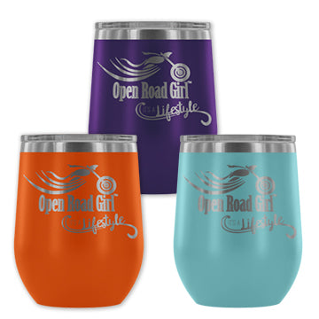 IT'S A LIFESTYLE OPEN ROAD GIRL WINE TUMBLER 12 OZ, 10 COLORS