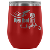 IT'S A LIFESTYLE OPEN ROAD GIRL WINE TUMBLER 12 OZ, 10 COLORS