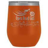 OPEN ROAD GIRL (12oz) WINE TUMBLER, 12 COLORS