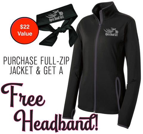 Open Road Girl Full Zip Jacket with Headwrap | Women’s Motorcycle Apparel with FREE Headwrap