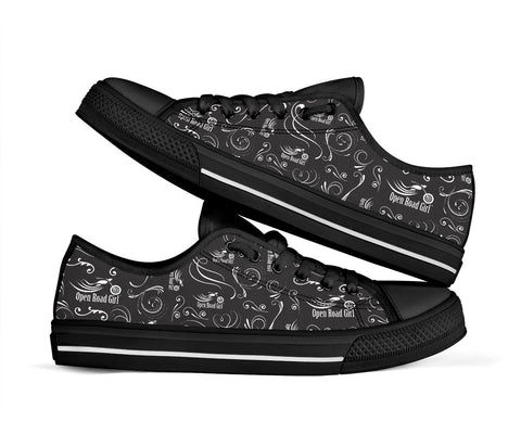 Black on Black Open Road Girl Scatter Canvas Shoes