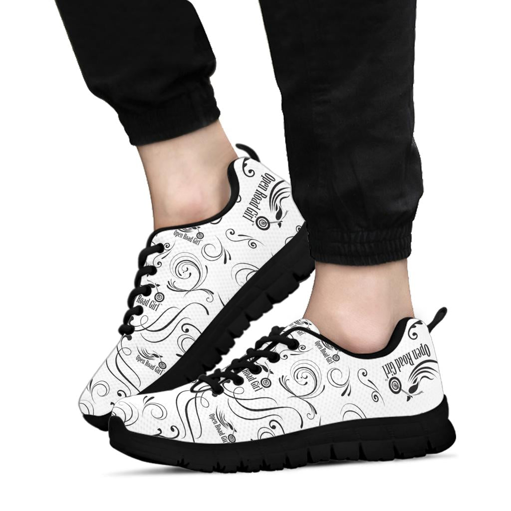 Black and White Scatter Tennis Shoe with Black Soles, 2 COLORS