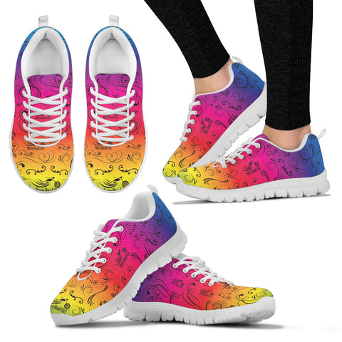 RAINBOW/COLOR SCATTER Open Road Girl Womens Tennis Shoes with White Soles