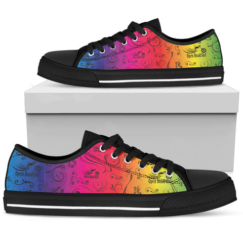 RAINBOW FULL COLOR SCATTER DESIGN OPEN ROAD GIRL CANVAS SHOES