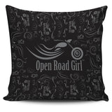 Open Road Girl Premium Poly-cotton Pillow Cover, 9 COLORS