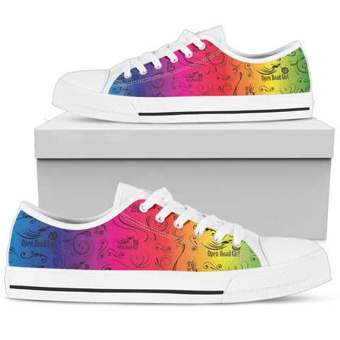 RAINBOW Scatter Design Open Road Girl Canvas Shoes
