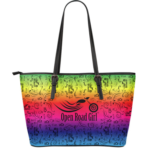 RAINBOW Scatter Open Road Girl Large PU Leather Tote
