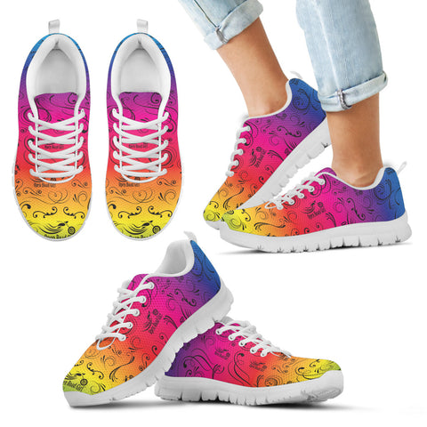 RAINBOW /COLOR SCATTER Open Road GirlCHILDS Tennis Shoes with White Soles