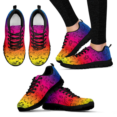 RAINBOW/COLOR SCATTER Open Road Girl Womens Tennis Shoes with Black Soles