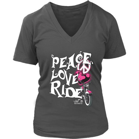 PINK Peace Love Ride Women's V-Neck Shirt