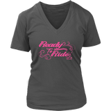 PINK Ready to Ride with Swirls Women's Vneck Tee