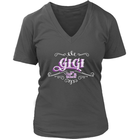 GiGi PURPLE/WHITE Women’s V-Neck T-Shirt-Short Sleeve