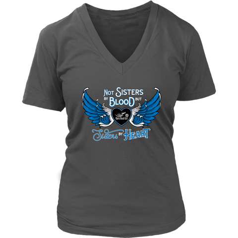 BLUE NOT SISTERS BY BLOOD...OPEN ROAD GIRL V-NECK SHIRT