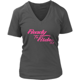 PINK READY TO RIDE WOMEN'S VNECK TEE