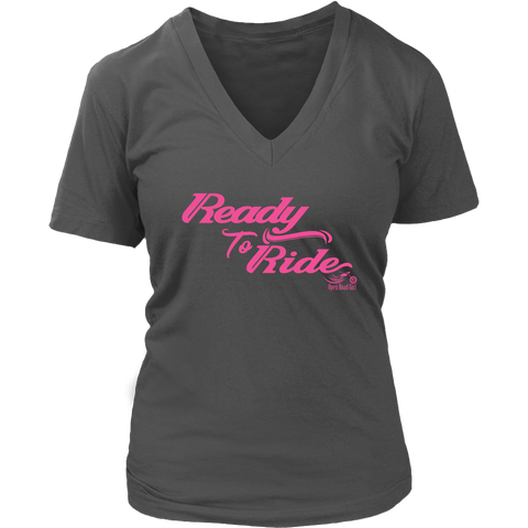 PINK READY TO RIDE WOMEN'S VNECK TEE