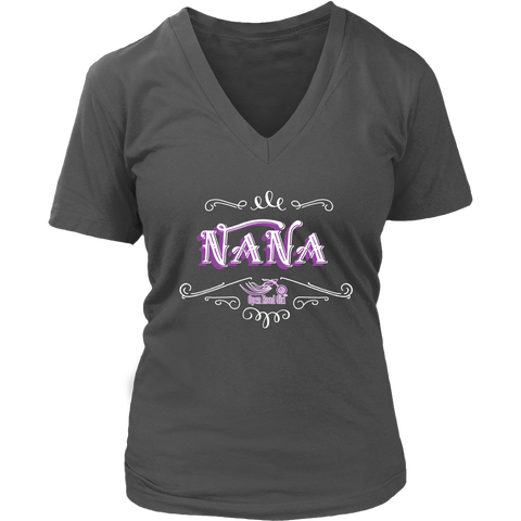 Nana PURPLE/WHITE Women’s V-Neck T-Shirt-Short Sleeve
