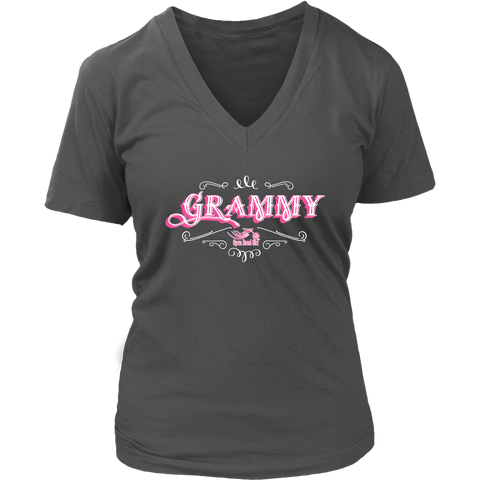 Grammy PINK/WHITE Women’s V-Neck T-Shirt-Short Sleeve