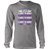 PURPLE I Love To Ride UNISEX Long Sleeve T-Shirt- Crewneck