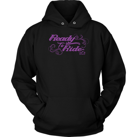 PURPLE READY TO RIDE WITH SWIRLS UNISEX PULLOVER HOODIE