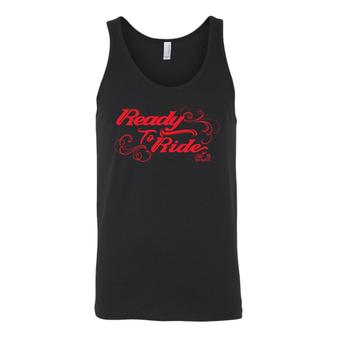RED READY TO RIDE WITH SWIRLS UNISEX WIDE BACK TANK TOP