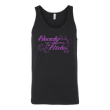 PURPLE READY TO RIDE WITH SWIRLS UNISEX WIDE BACK TANK TOP