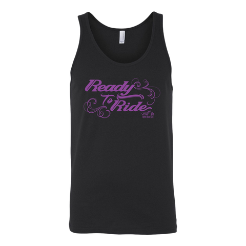 PURPLE READY TO RIDE WITH SWIRLS UNISEX WIDE BACK TANK TOP