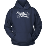 WHITE READY TO RIDE WITH SWIRLS UNISEX PULLOVER HOODIE