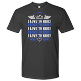 ROYAL BLUE I Love To Ride UNISEX Short Sleeve T-Shirt- Crewneck