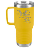 ANGELS GUIDE YOUR RIDE (20 OUNCES) TRAVEL MUG WITH HANDLE, 16 COLORS