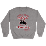 RED A Woman on her Motorcycle is a Beautiful Thing UNISEX Crewneck Sweatshirt