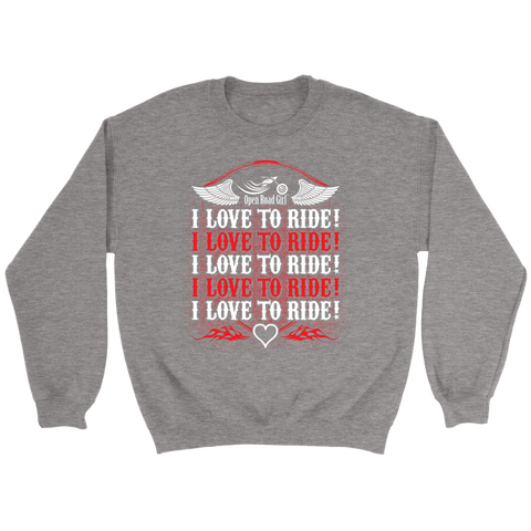 RED I Love To Ride UNISEX Sweatshirt-Crewneck