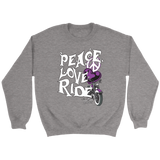 PURPLE Peace Love Ride Unisex Crewneck Sweatshirt