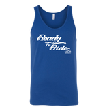 WHITE READY TO RIDE UNISEX WIDE BACK TANK TOP