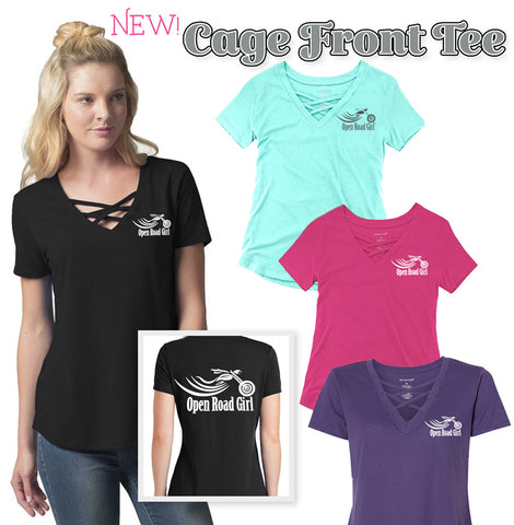 Open Road Girl Cage Front T-Shirt, 4 COLORS