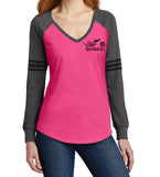 Open Road Girl Long Sleeve V-neck Shirt with Stripe on Sleeve, 2 Colors