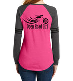 Open Road Girl Long Sleeve V-neck Shirt with Stripe on Sleeve, 2 Colors